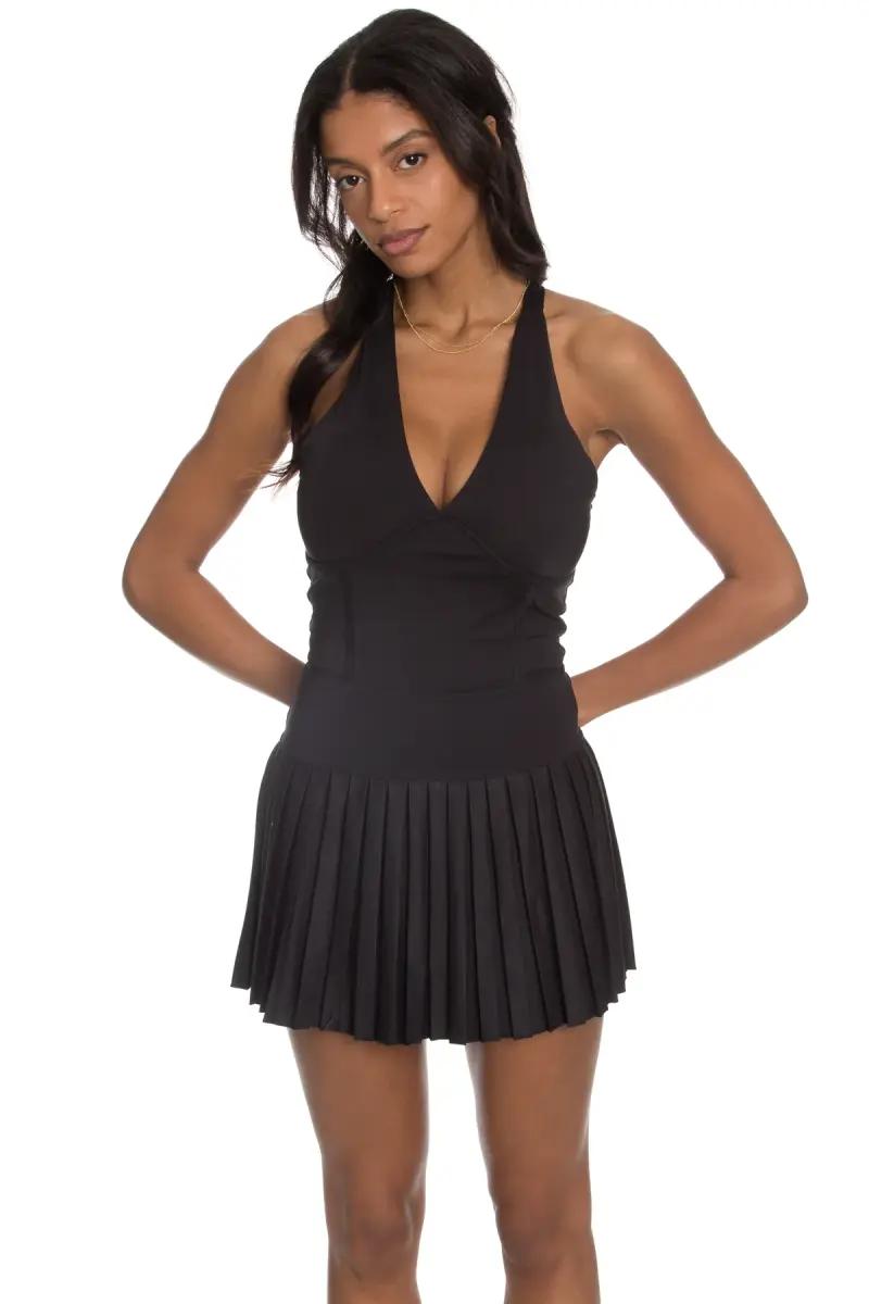 Black Pleated Tennis Dress
